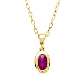 Collier Oval aus 750 Gold Gelbgold Rubin 0,25ct rot L:45,9cm Zarge