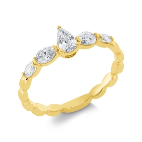Solitaire Ring aus 750 Gold Gelbgold 5 Diamanten 0,54ct TW-SI B:5,6mm
