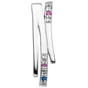 Anhänger aus 925 Silber rhodiniert mit 7 bunten Zirkonia Farbsteine multicolor