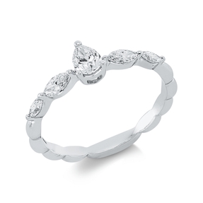 Solitaire Ring aus 750 Gold Weißgold 5 Diamanten 0,51ct TW-SI B:5,8mm