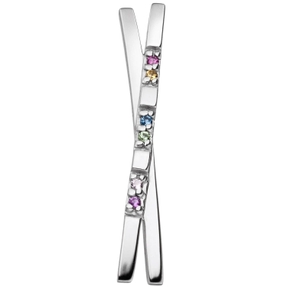 Anhänger X aus 925 Silber rhodiniert mit 6 bunten Zirkonia Farbsteine multicolor