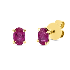Ohrstecker Oval aus 750 Gold Gelbgold 2 Rubine 1,14ct rot 6x4,6mm 4er-Krappe