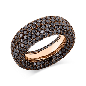 Pavé Ring aus 750 Rotgold schwarz rhodiniert 386 Brillanten 8,67ct schwarz B:9,2mm