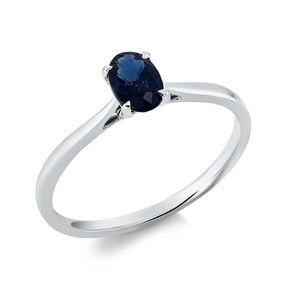 Ring aus 750 Gold Weißgold Saphir 0,58ct blau B:6,2mm 4er-Krappe