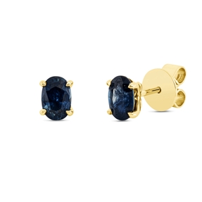 Ohrstecker aus 750 Gold Gelbgold 2 Saphire 1,15ct blau 6x4,6mm 4er-Krappe