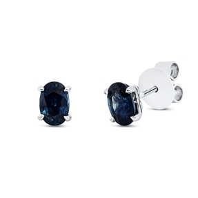Ohrstecker aus 750 Gold Weißgold 2 Saphire 1,06ct blau 6x4,6mm 4er-Krappe
