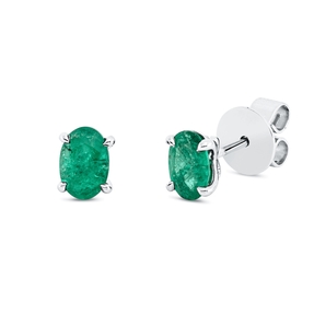 Ohrstecker aus 750 Gold Weißgold 2 Smaragde 0,87ct grün 6x4,5mm 4er-Krappe