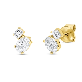 Ohrstecker aus 750 Gold Gelbgold 4 Diamanten 0,66ct TW-SI 7,4x5,1mm