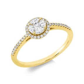 Ring 750 Yellow Gold 43 Diamonds 0.35ct TW-SI W:7mm