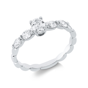 Solitaire Ring aus 750 Gold Weißgold 5 Diamanten 0,54ct TW-SI B:5,2mm