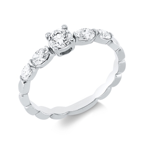 Solitaire Ring aus 750 Gold Weißgold 5 Diamanten 0,59ct TW-SI B:4,4mm