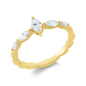 Solitaire Ring aus 750 Gold Gelbgold 5 Diamanten 0,52ct TW-SI B:7,3mm