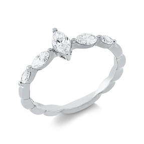 Solitaire Ring aus 750 Gold Weißgold 5 Diamanten 0,51ct TW-SI B:7,3mm