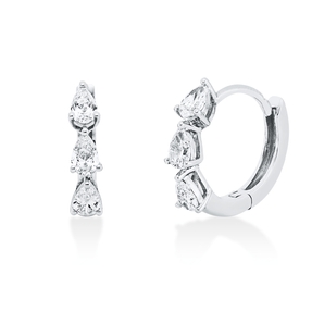Creolen aus 750 Weißgold 6 Diamanten Tropfen-Schliff 0,5ct TW-SI 13,2x2mm