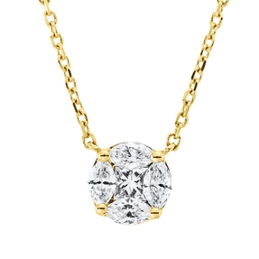 Collier aus 750 Gold Gelbgold 5 Diamanten 0,24ct TW-SI L:45cm