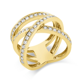 Ring breit aus 750 Gold Gelbgold 54 Brillanten 0,88ct TW-VSI B:16mm