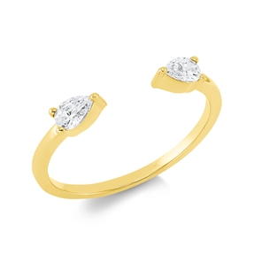 Ring Tropfen aus 750 Gelbgold 2 Diamanten Tropfen-Schliff 0,32ct TW-SI B:2,8mm