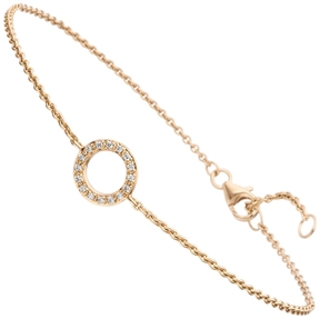 Armband aus 585 Gold Gelbgold Kreis mit 16 Diamanten Brillanten 0,08 Ct 19-21cm