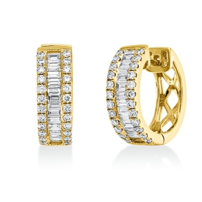 Creolen aus 750 Gold Gelbgold 78 Diamanten 0,91ct TW-VSI 15,7x5mm