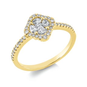 Ring aus 750 Gold Gelbgold 43 Diamanten 0,45ct B:9,1mm