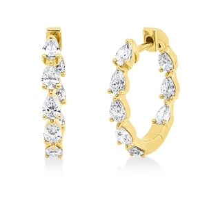 Creolen aus 750 Gelbgold 16 Diamanten Tropfen-Schliff 1,47ct TW-SI 18,5x2,7mm