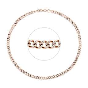 Collier Panzerkette aus 750 Gold Rotgold 582 Brillanten 4,03ct TW-SI L:42cm