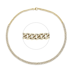 Collier Panzerkette aus 750 Gelbgold 584 Brillanten 3,54ct TW-SI L:42cm