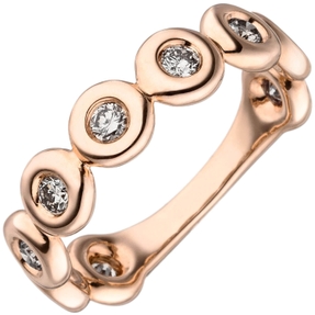 Ring aus 585 Gold Rotgold mit 9 braunen Diamanten Brillanten 0,46 Ct