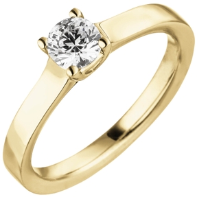 Solitär Ring aus 585 Gold Gelbgold mit Diamant Brillant 0,50 ct. W-SI