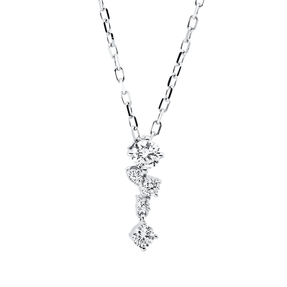 Collier 750 Weißgold 4 Brillanten 0,11ct TW-PI 1 Brillant 0,11ct TW-PI L:45,7cm