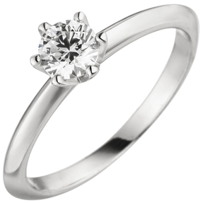 Solitär Ring 585 Gold Gelbgold mit Diamant Brillant 0,50 ct. W-SI 6er-Krappe