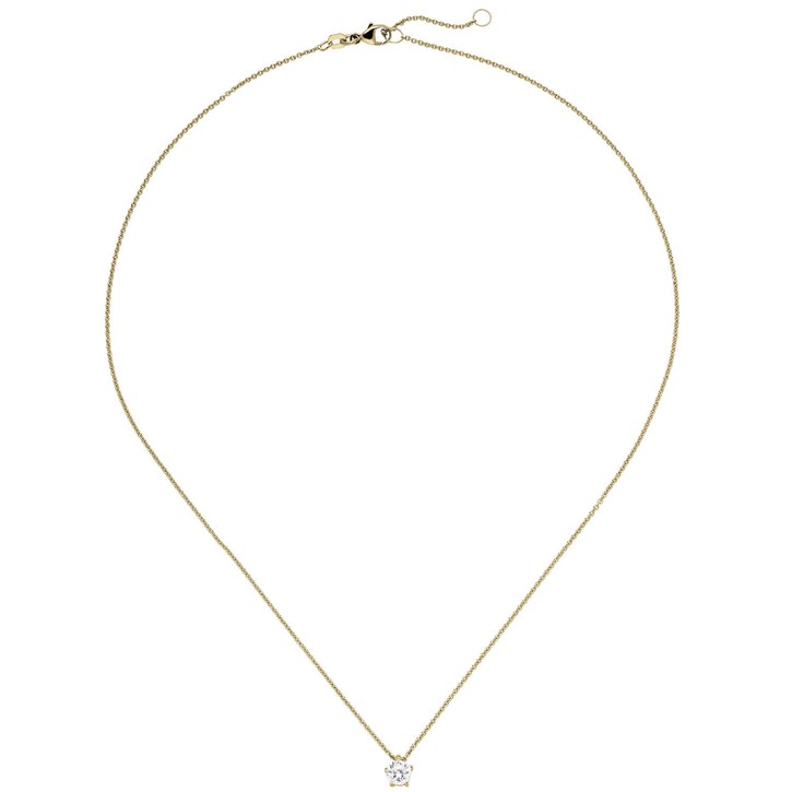 Kette mit Anhänger 585 Gelbgold Diamant 0.50 ct W-SI 45cm