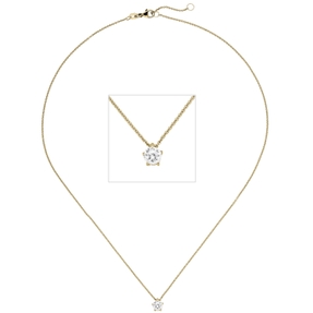 Collier Kette mit Anhänger 585 Gelbgold Diamant 0,50 ct. W-SI 45cm 5er-Krappe