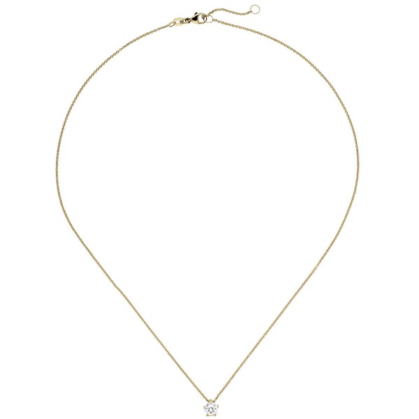 Kette mit Anhänger 585 Gelbgold Diamant 0.50 ct W-SI 45cm