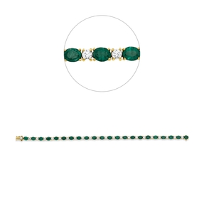 Armband aus 750 Gelbgold 22 Smaragde 6,83ct grün 22 Brillanten 2,1ct TW-PI