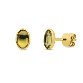 Ohrstecker Oval aus 750 Gold Gelbgold 2 Peridote 1,01ct 7,1x5mm Zarge