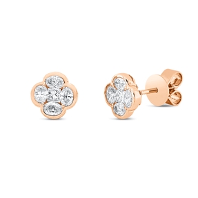 Ohrstecker Blumen aus 750 Gold Rotgold 10 Diamanten 0,71ct TW-VSI 7,7x7,7mm