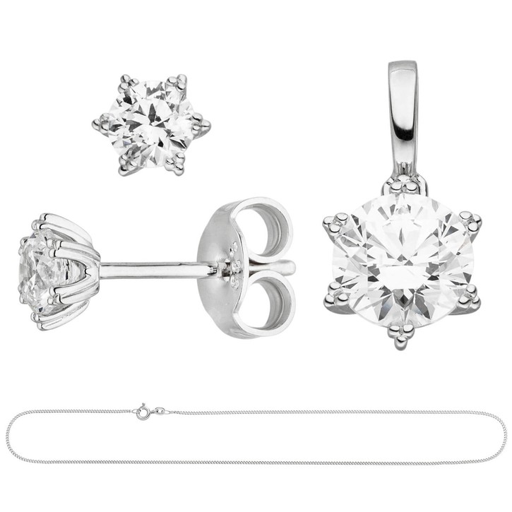 Schmuck-Set Stern 333 Weißgold mit Kette 45cm