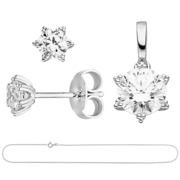 Schmuck-Set Stern 333 Weißgold mit Kette 45cm