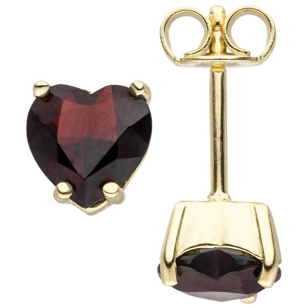 Schmuck-Set 333 Gelbgold Granat-Herzen mt Kette 42cm