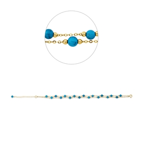 Armband aus 750 Gold Gelbgold 18 Türkise 5,6ct blau B:4,1mm L:22cm