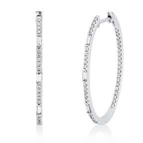 Creolen schmal aus 750 Weißgold 80 Diamanten 0,71ct TW-SI 34,2x1,5mm