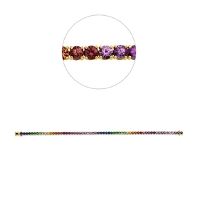 Armband aus 750 Gold Rotgold 61 Saphire 7,08ct mehrfarbig B:2,7mm L:18cm