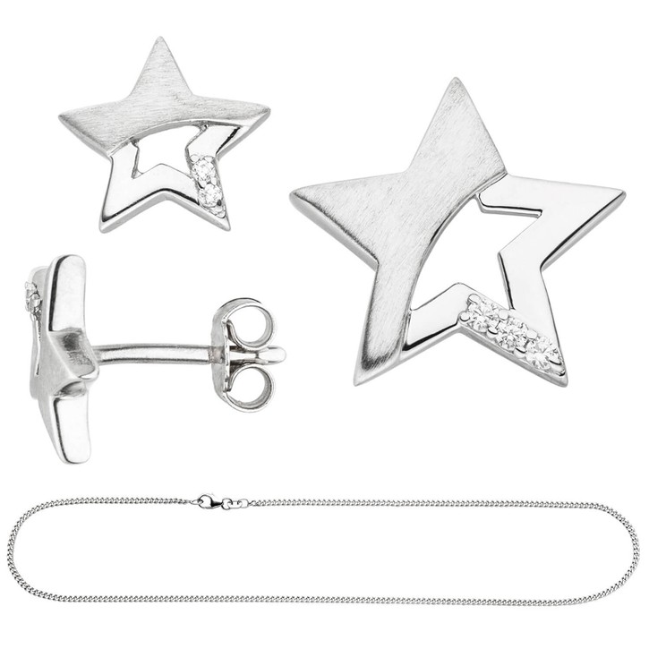 Kinder Schmuck-Set Stern 925 Silber mit Kette 42cm