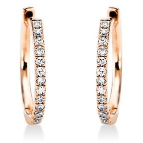 Creolen klein aus 750 Gold Rotgold 28 Diamanten 0,1ct TW-SI 112,8x1,2mm