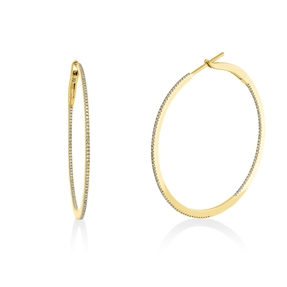 Creolen schmal aus 750 Gold Gelbgold 232 Diamanten 0,31ct TW-SI 37,8x0,9mm