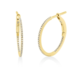 Creolen schmal aus 750 Gold Gelbgold 86 Diamanten 0,17ct TW-SI 19,2x0,8mm