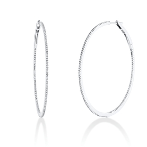 Creolen schmal aus 750 Weißgold 220 Diamanten 0,68ct TW-SI 44,2x0,9mm