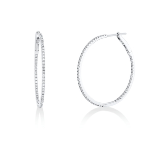 Creolen schmal aus 750 Weißgold 114 Brillanten 0,65ct TW-SI 31,4x1,2mm