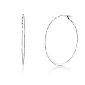 Creolen schmal aus 750 Gold Weißgold 260 Diamanten 0,42ct TW-SI 44x0,9mm